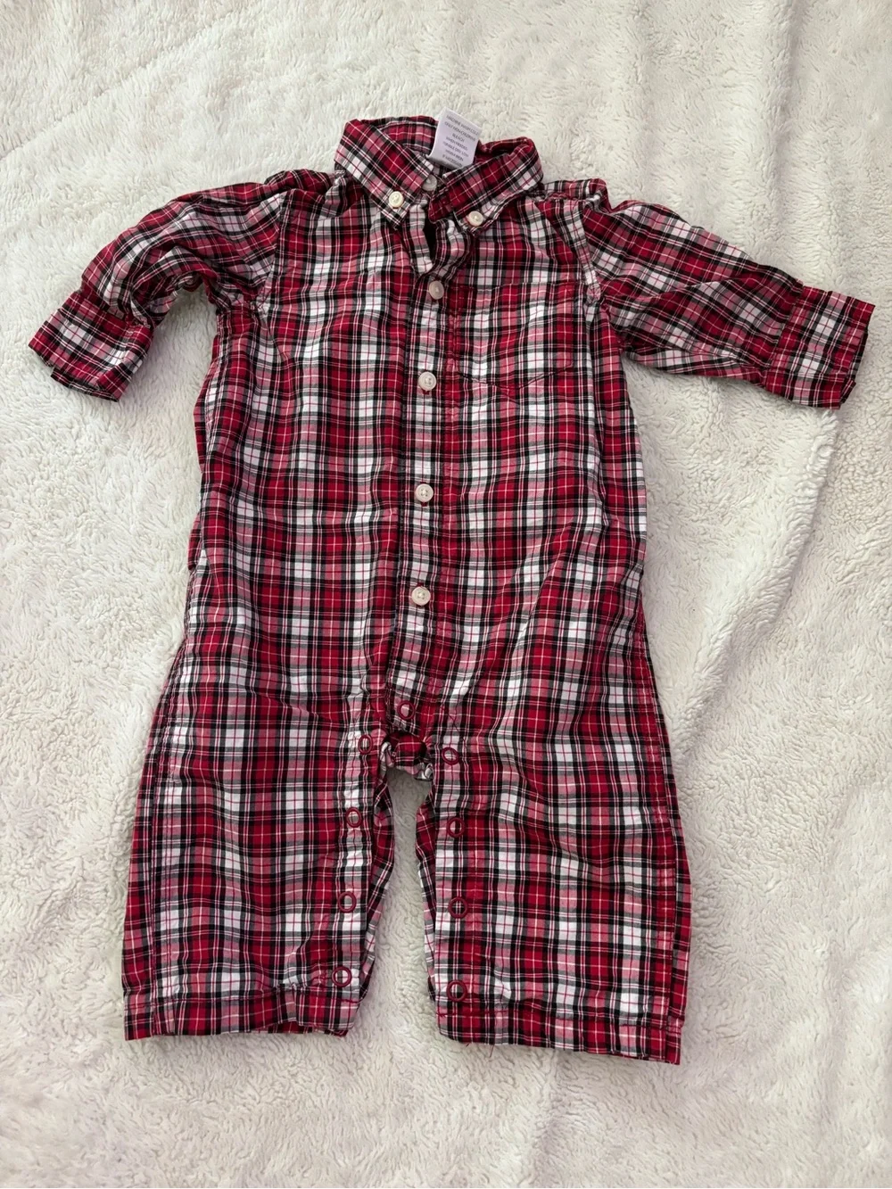 Gymboree Red Plaid Button-Up One-Piece Bodysuit